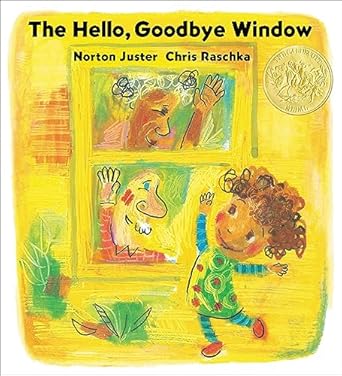 The Hello, Goodbye Window cover. Young Child waving at grandparents through a window.