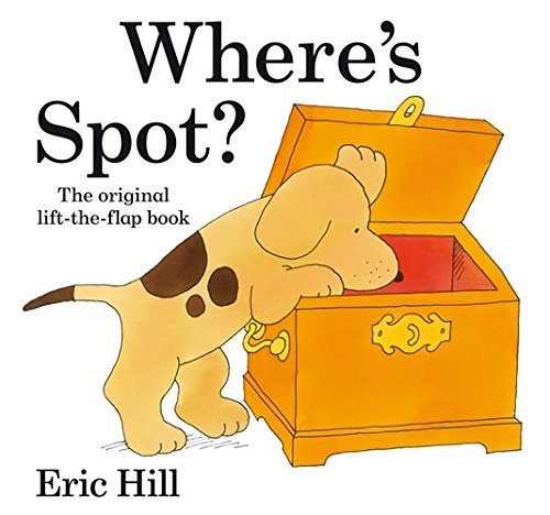 Where's Spot cover. Dog looking into a box.