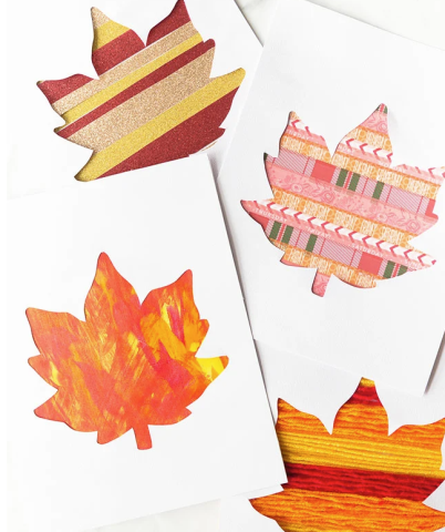 Art pieces displaying leaf silhouettes