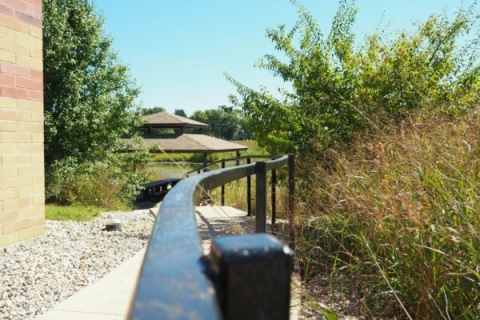 Pathway to Beckenholdt Park gazebo